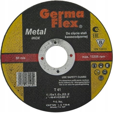 Disco piatto GLK per il taglio di acciaio resistente agli acidi GF A60Q Inox T41 115x1.0x22.2 GFW 13484 (1/2)