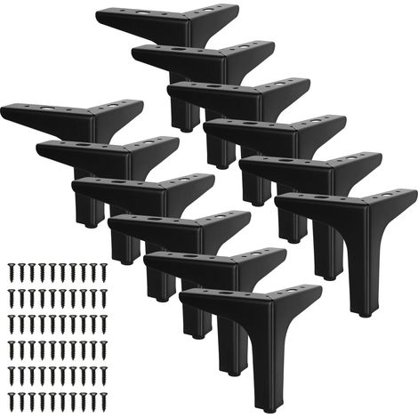 Lot de 12 Pied de Meuble Noir Mat 13 cm, Pied de Canapé en Métal Triangulaire avec 60 Vis, Support Pieds de Table Basse pour Lit et Armoire (1/5)