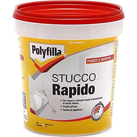 POLYFILLA STUCCO RAPIDO per Interno, Essicazione in 15minuti, in Pasta BIANCO 1KG (1/5)