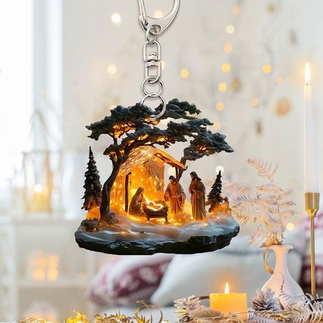Pendentif Forêt - Pendentif Plat Acrylique - Pour Rétroviseur Voiture Sac À Dos - Décoration Noël - Lot de 1 (1/5)