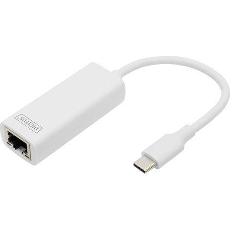 Digitus Netzwerk, USB 3.2 Gen 1 (USB 3.0) Adapter [1x USB 3.2 Gen 1 Stecker C (USB 3.0) - 1x RJ45-Bu (1/4)