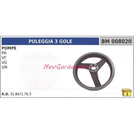 Puleggia tre gole UNIVERSALE pompa Bertolini PA VF VG VM 008020