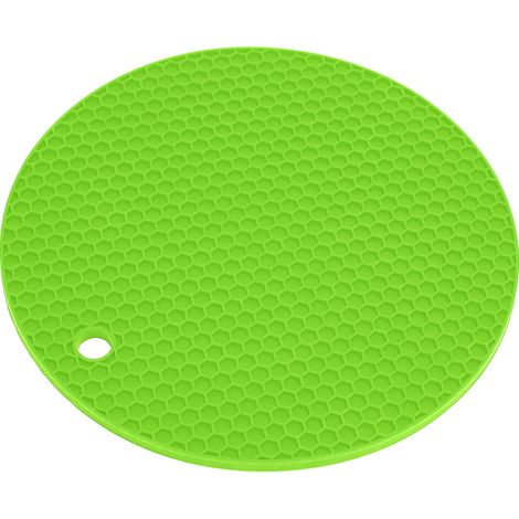 Tapis de table rond en silicone épais de qualité alimentaire, isolant pour four à micro-ondes, vert (1/5)