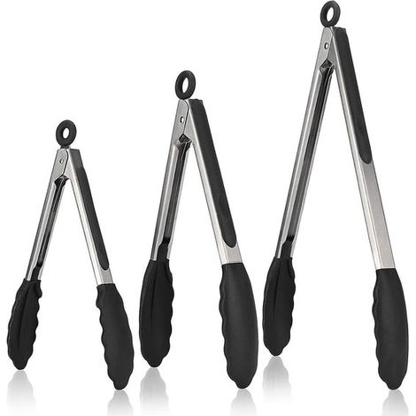 Pinze da cucina in acciaio inox, set da 3 pezzi - Pinze da portata - Pinze per barbecue - Pinze per carne - Pinze per pesce - Pinze per griglia - Set da 3 pezzi (1/4)