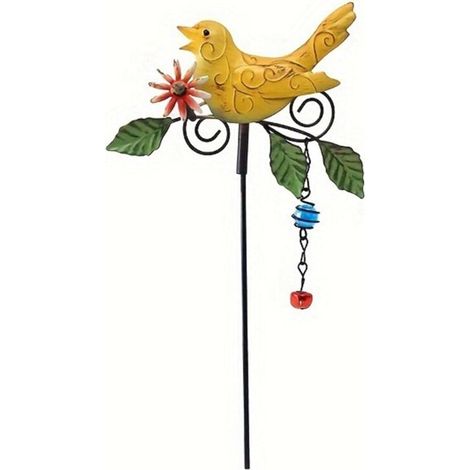 1 Pièce de Piquet Jardin en Métal pour Oiseaux Carillon à Vent avec Cloche Décor Extérieur Décorations D'Oiseaux Noël Vent, B (1/4)