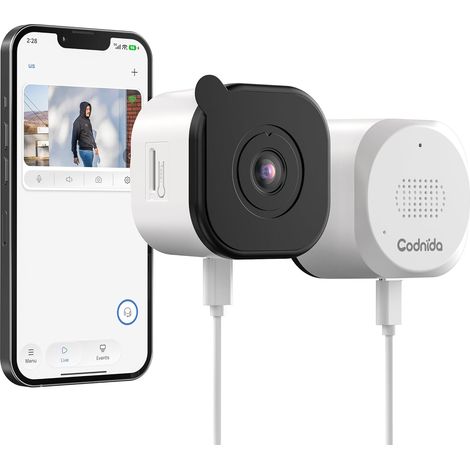 Camera Magnétique pour Fenêtre 2K Sans Perçage, Caméra de Surveillance Wi-Fi 2,4 et 5 GHz pour l'intérieur avec Vision Nocturne Couleur Starlight, Détection des Personnes et Enregistrement 24h/24 et 7 (1/5)