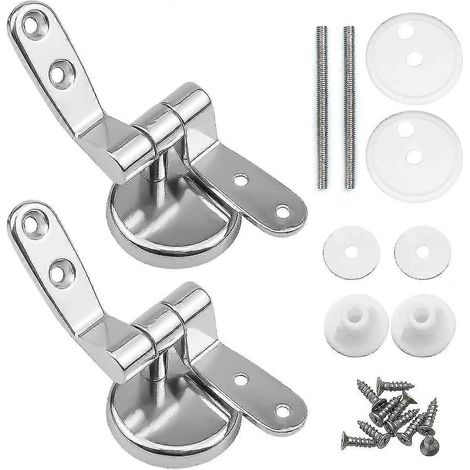 Clips de charnière pour abattant de WC, lot de 2 charnières de rechange avec fixations en alliage de zinc argentées (1/5)