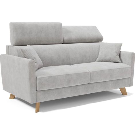 Francy Sofá cama con reposacabezas ajustables 160 cm (mat. 120x197) Gris