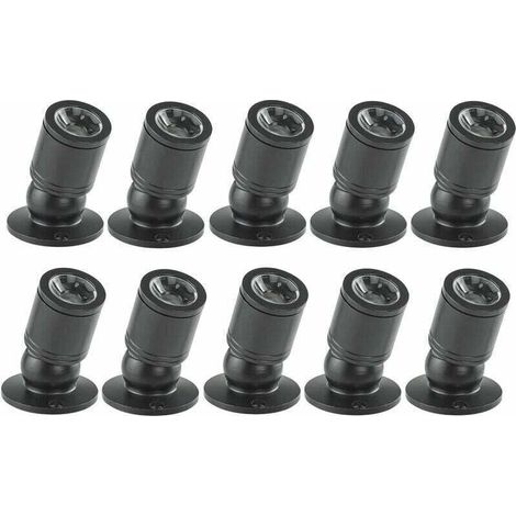 Mini Spot à LED Mini Spot Encastré Encastrable au Plafond 1W avec Pilote 100-265V AC pour Maison/Armoire à Vin/Armoire à Bijoux/Salon/Placard, 10pcs (Black, Lumière chaude (1/4)
