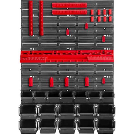 KADAX Werkstattwandregal, Wandplatten, 58 x 78 cm, Rot und Schwarz, 38 tlg.