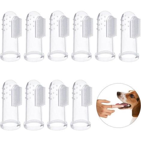 Cepillos de dientes para perros, Cepillo de dientes de dedo, Cuidado dental canino, Cuidado dental felino, Cuidado dental animal, 10 piezas (1/5)