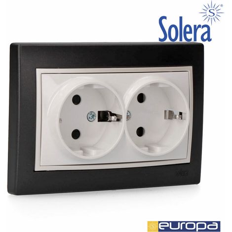 SOLERA 42938 Base bipolare doppia fissa 2P+T 16A Nero S.Europa, 50 W, 250 V, Neutro (1/6)