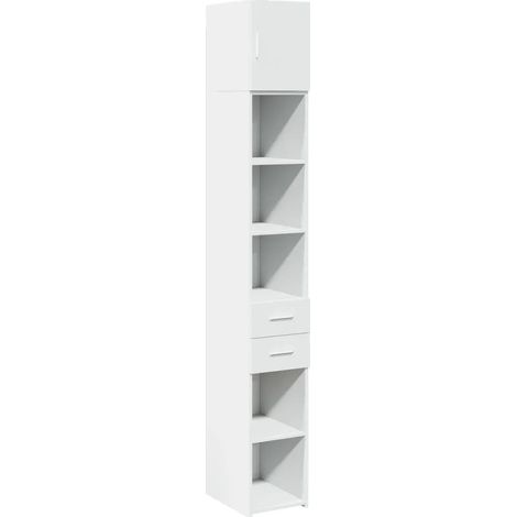 Armario de almacenamiento delgado y económico con espacio vertical 30 x 42,5 x 225 cm fabricado en madera de ingeniería blanca 020055552 (1/5)