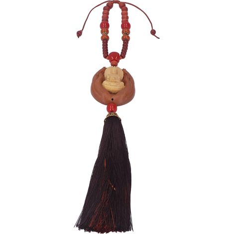 Pendentif bouddhiste pour voiture, sculpture en bois de pêcher, Guanyin au cœur pur et bénissant, Guanyin assise