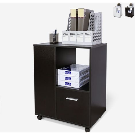 Mueble de oficina bajo con ruedas con estante para documentos Dundee - Negro