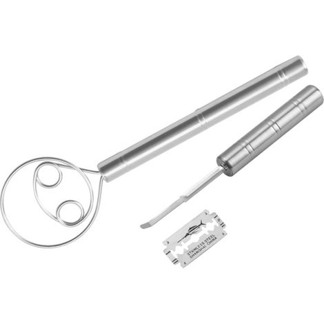Lame à pain et fouet à pâte danoise, ensemble d'outils de mélange à main en acier inoxydable pour la cuisson de gâteaux, pains, pâtisseries, desserts et pizzas au levain. (1/5)