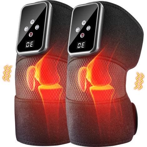 Appareil de massage pour genoux sans fil avec écran tactile LED, interface USB-C, massage par vibrations et chauffage infrarouge. Soulage les douleurs aux genoux et aux épaules un cadeau idéal. (1/5)