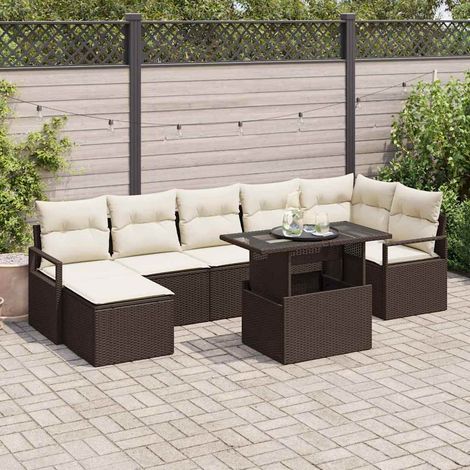 vidaXL Set Divano da Giardino 8 pcs Marrone Poly Rattan (1/5)