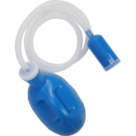 Bouteille urinaire pour homme de 2000 ml, grande capacité, anti-fuites, pour patients alités, bleue. (1/5)