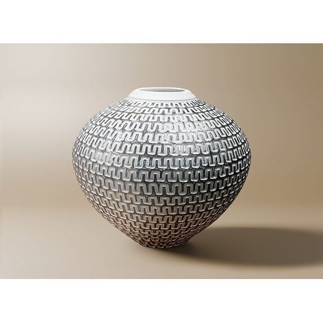 Vase boule en polyrésine blanc et argent H22 cm ALAIA (1/2)