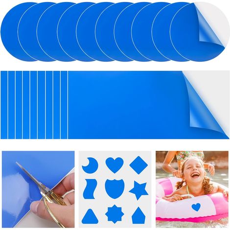 20 Pièces Piscine Patchs Réparation Tente, PVC kit Reparation Piscine, Autocollant réparation Ruban Auto Adhésif Patches Rustine étanches pour Sacs à Dos Veste Auvents Canots Pneumatiques