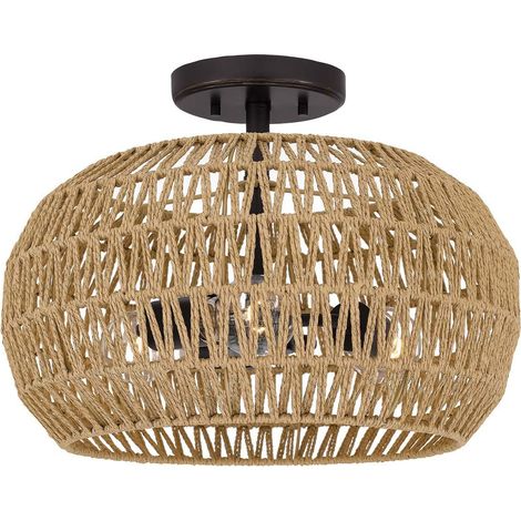 Elstead Quoizel Casablanca Plafonnier semi-encastré classique en bronze palladien, 3 ampoules E27 (1/5)