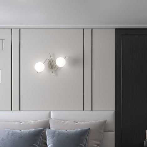 Plafoniera Contemporanea Holly Metallo Marrone Vetro Bianco 2 Luci E27