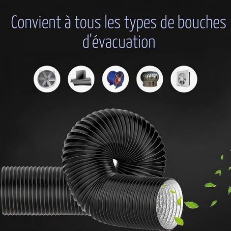 Tuyau Climatiseur Mobile,Tuyau de Ventition 150 mm,300 cm Tuyau Evacuation en PVC Aluminium Gaine Noir (1/5)
