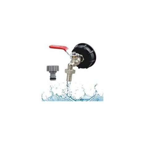 1000-Liter-Tankhahn, Regenwassernutzungsgerät, IBC-Tankadapter, 1/2-Zoll-Gewindeanschluss, Messing-Tankdeckeladapter, PP-Grobgewinde, 60-mm-Schlauchanschlüsse – Crezuo