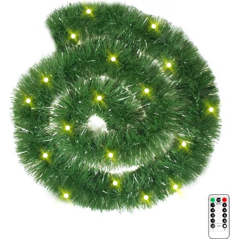 10m Weihnachtsgirlande mit Beleuchtung und Timer Outdoor, Girland Tannengirlande Weihnachtsdeko Aussen, Tannengrün Christmas Garland Weihnachten Treppe Balkon Fenster Kamin Deko (10m) (1/5)