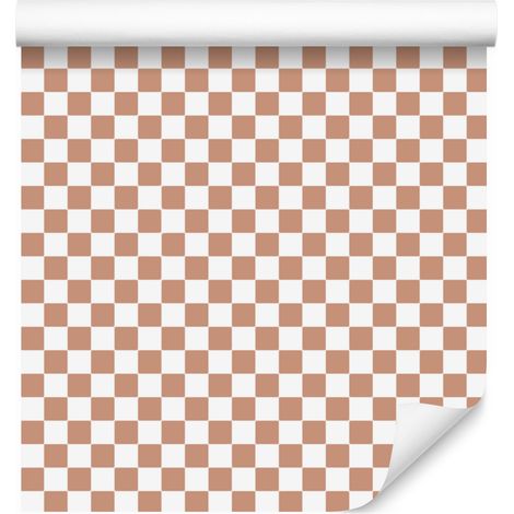 Papel pintado a cuadros en tonos crema, blanco y beige para salón y dormitorio, 50x1000 cm. (1/5)