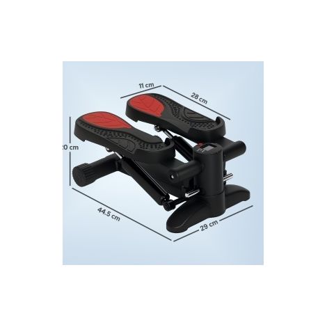 Mini stepper da appartamento con schermo LCD, cilindro idraulico, 44,5 x 29 x 20 cm, nero DESVIAE (1/4)