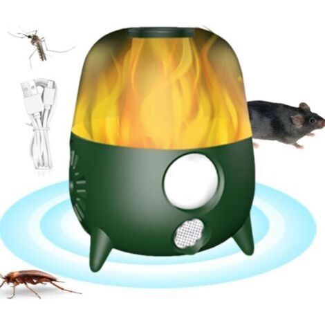 Neues intelligentes Hochfrequenz-Ultraschall-Abwehrgerät – mit simuliertem akustischem Alarm und LED-Flammeneffekt zur Abwehr von Nagetieren/Tieren (Haus/Garten/Gewerbe) (1/4)