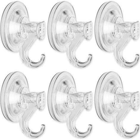 Crochet Ventouse, Lot de 6 Fixation Ventouse pour fenêtre, Cuisine et Salle de Bains, sans perçage, capacité de Charge 4KG, Transparent (1/5)