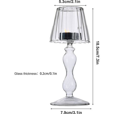 Gedrehter Kerzenhalter aus Klarglas in Lampenform, kreative Dekoration für Hochzeiten und Wohnräume (18,5 x 5,3 x 7,9 cm), Material: Glas (1/5)