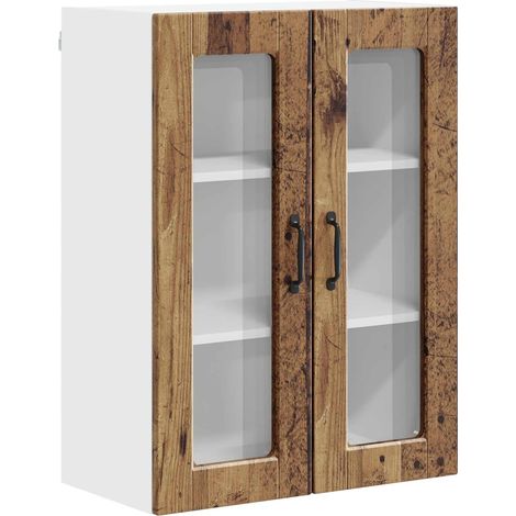 Maison Exclusive - Mobile in vetro da parete PORTO Legno vecchio 60 x 31 x 80 cm