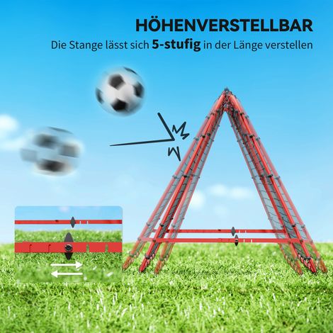 But de football pliable et réglable, cadre en acier 100 x 68-95 cm, couleur rouge (1/4)