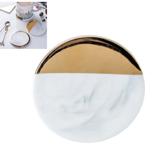 Dessous de verre en marbre doré, dessous de verre en céramique, dessous de verre pour tasse à thé ou à café, sets de table (1/4)