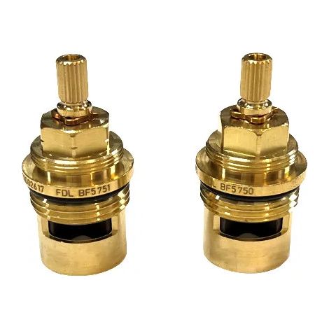 Têtes céramique quart de tour pour robinet mélangeur – Lot de 2 têtes gauche et droite – Filetage 20x27 (3/4') – Remplacement facile