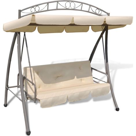 Balancelle convertible d'extérieur avec auvent Blanc sable