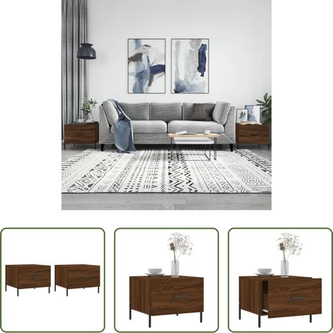 Holzwerkstoff -  Couchtische 2 Stk. Braun Eichen-Optik 50x50x40 cm Holzwerkstoff (1/5)