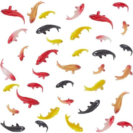 40pcs Miniature Plastic Koi Fish Figurine Imitation Goldfish Small Bulk Supplies Decoration for Aquarium Garden Gift Accessories Decoration (1/5)