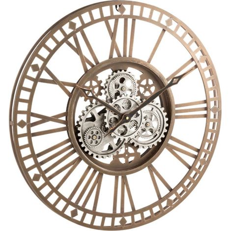 Horloge Murale Design "Chiffres Romains" 60cm Or (1/3)