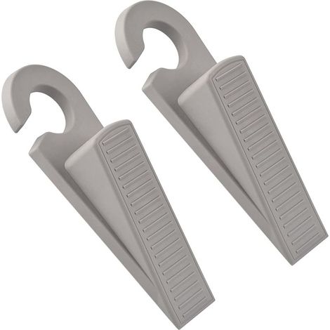 Rubber Door Stop Wedge Door Stopper - Heavy Duty Hook Type Doorstops Bottom Floor Door Jam, Gray,Wedge-Gray-2 Pack (1/5)