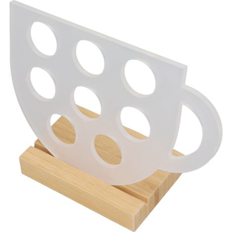 Support à capsules de café en forme de tasse, en acrylique, avec 8 trous et une base en bambou. (1/5)