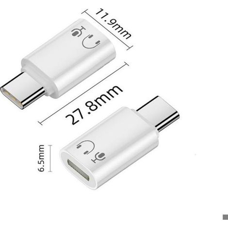 Adaptateur Lightning Femelle vers USB-C Mâle en Aluminium pour Écouteurs - Connecteur Droit - Audio Hi-Fi Blanc (1/5)