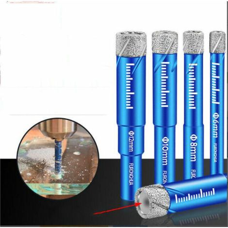 Forets Mèches diamant pour Carrelage Céramique Grès Cérame Tuiles Verre Pierre. Coffret 4 Mèches Diamantées Professionnelles
