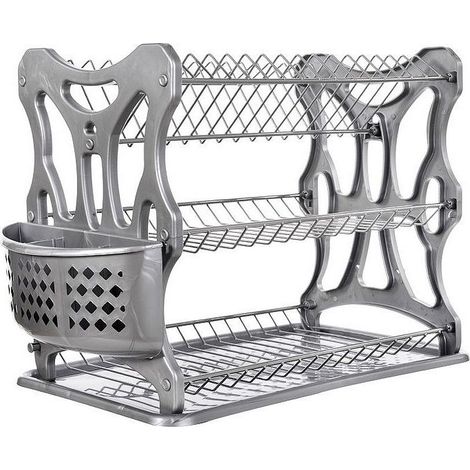 DanDiBo Égouttoir Vaisselle 3 étages Égouttoir 72434 Égouttoir Grille d'égouttage Égouttoir à assiettes avec dessous de plat et panier à couverts (1/5)