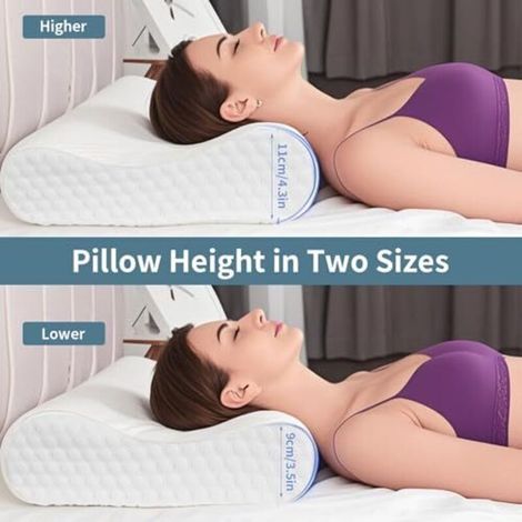 Oreiller Ergonomique Cervical, 2 en 1 Oreiller Memoire Forme, Soulagement Efficace de la Douleur, Oreiller Orthopédique à Mémoire pour Dormir sur Le Côté et sur Le Dos-55 x 35 x 11/9 (1/4)