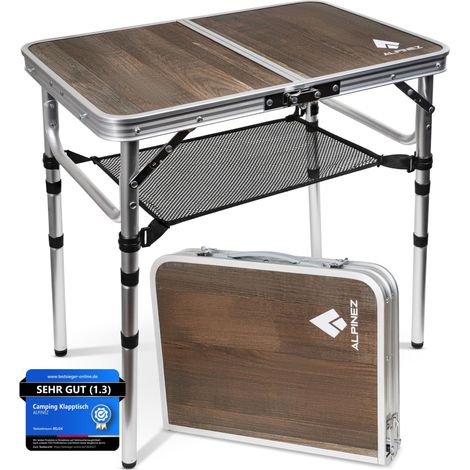 Table de camping pliable et réglable en hauteur - 60 x 40 cm - Table d'appoint d'extérieur pliante - Petite table de camping - Table de barbecue - Table de pique-nique - Compact et légère (1/5)